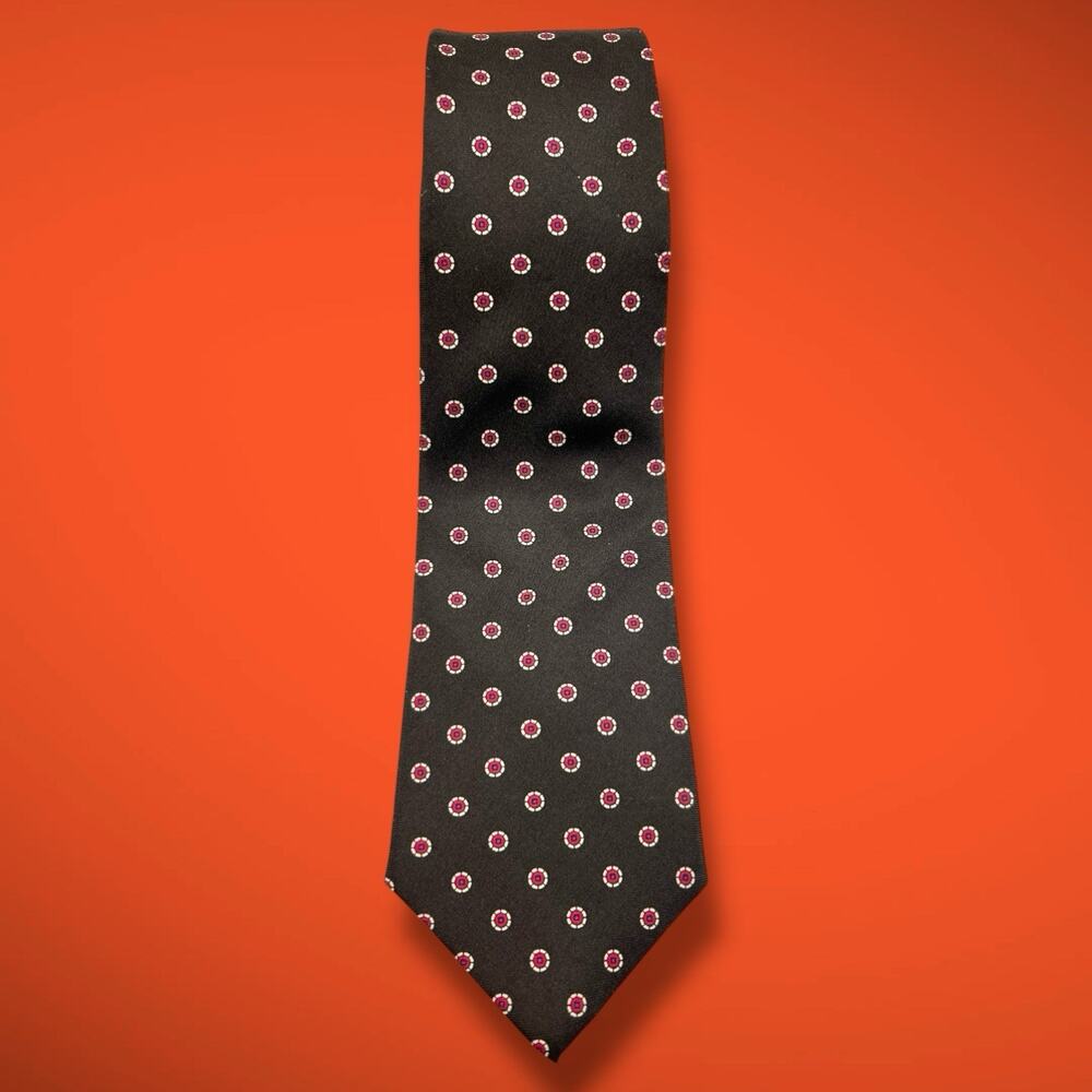 1980's Vintage Brown Orange Geometric Italian Silk Necktie Tie Retro Preppy OS